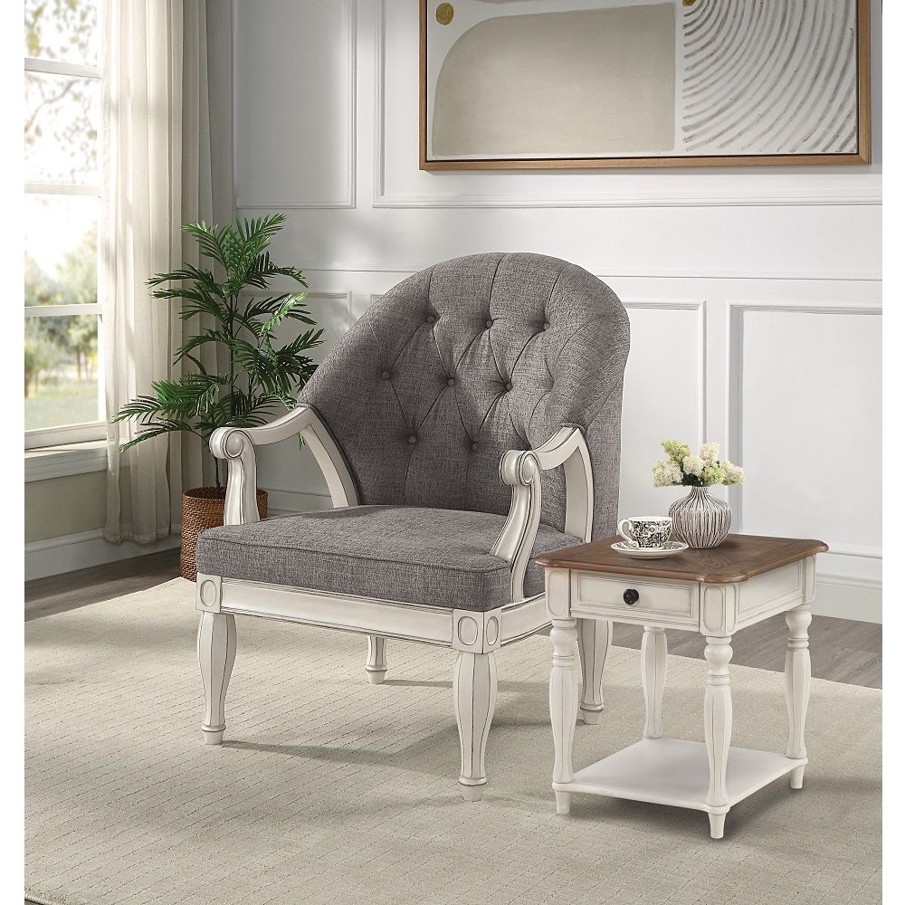 Florian - Silla - Gris y Blanco Antiguo