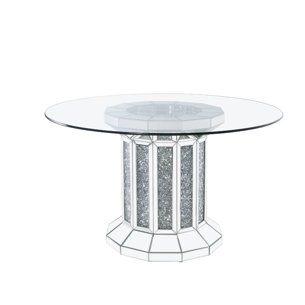 Noralie - Mesa de Comedor - Espejo y Diamantes de Imitación - Madera - 30"