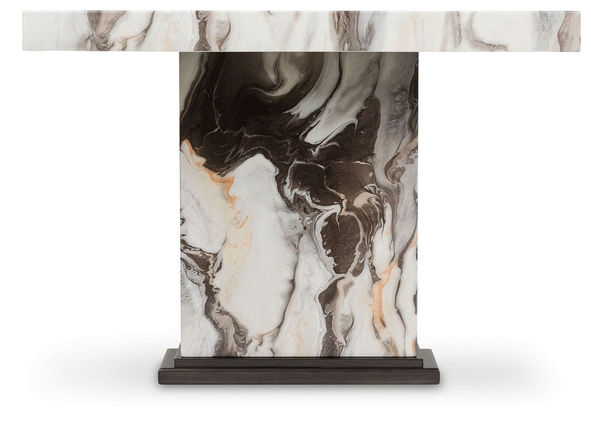 Jeshina - Mesa de comedor - Marrón oscuro / Beige