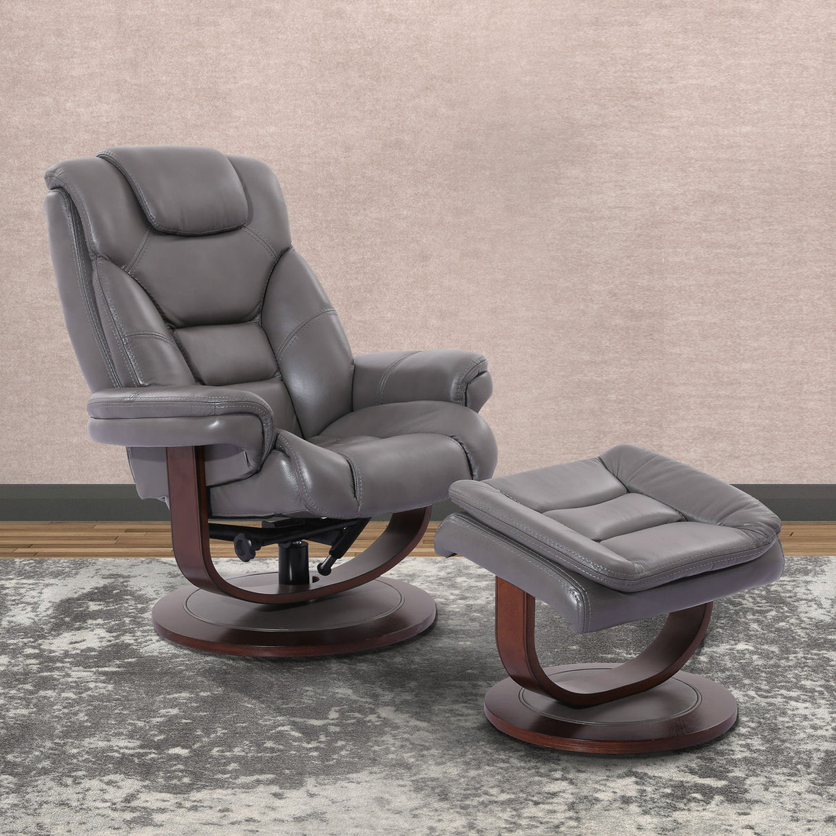 Monarch - Sillón reclinable giratorio manual y otomana