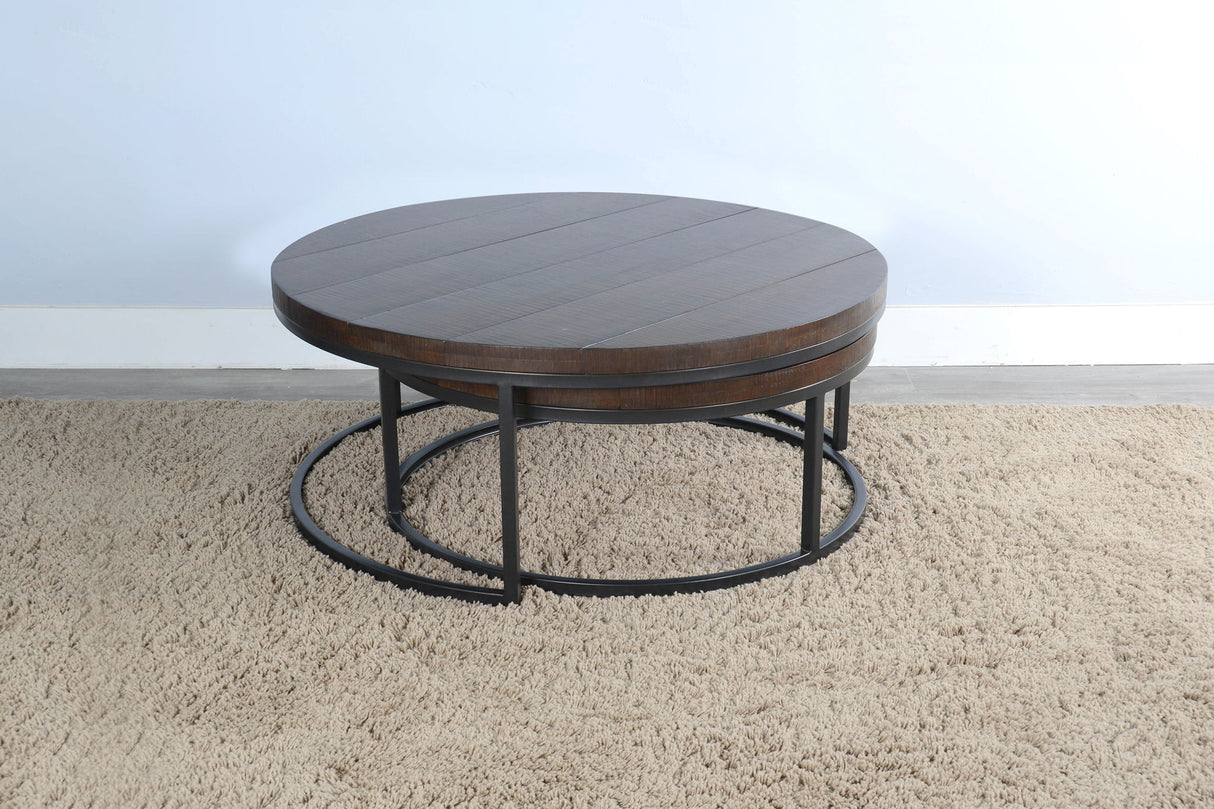 Homestead - Nesting Table Set With Metal Base - Dark Brown