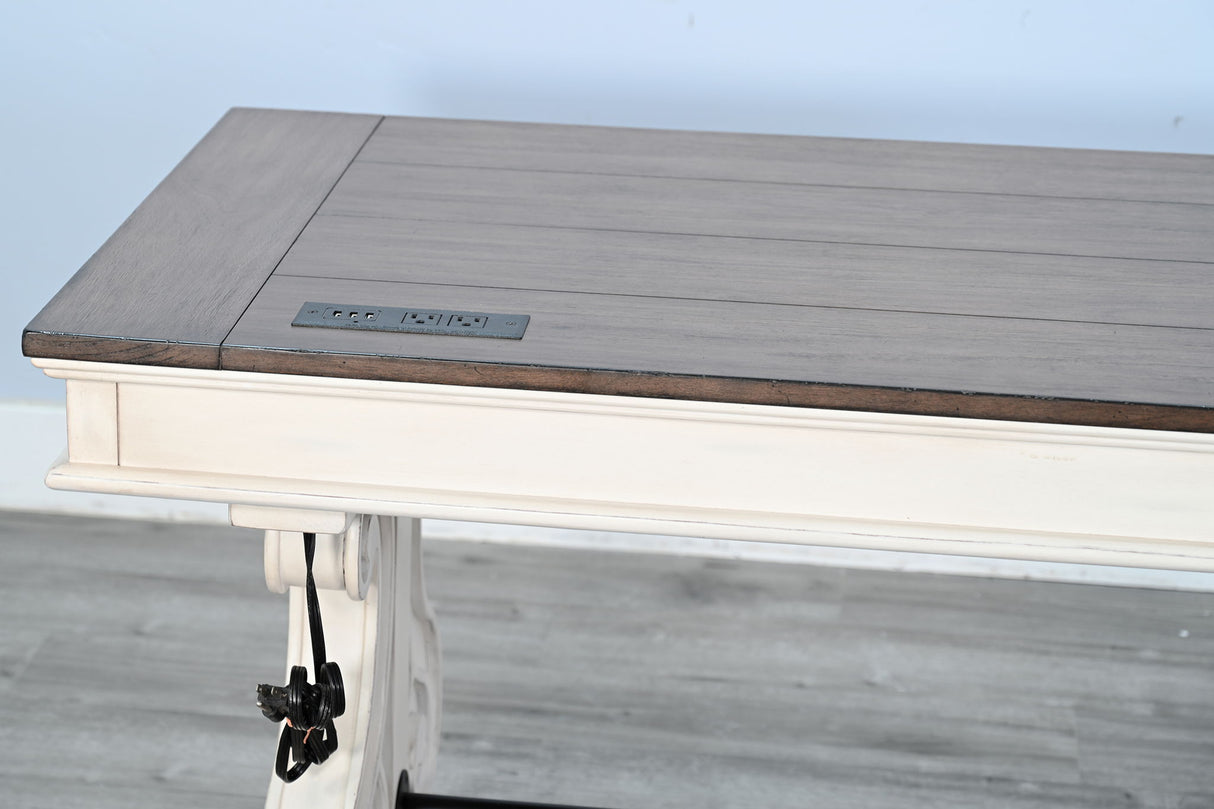 Pasadena - Desk With Power Strip - Buckskin / Marble White