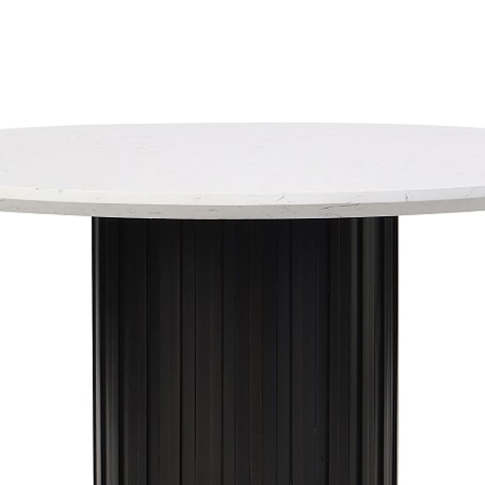 Jaramillo - Mesa de Comedor Redonda con Cubierta de Mármol Sintético - Negro