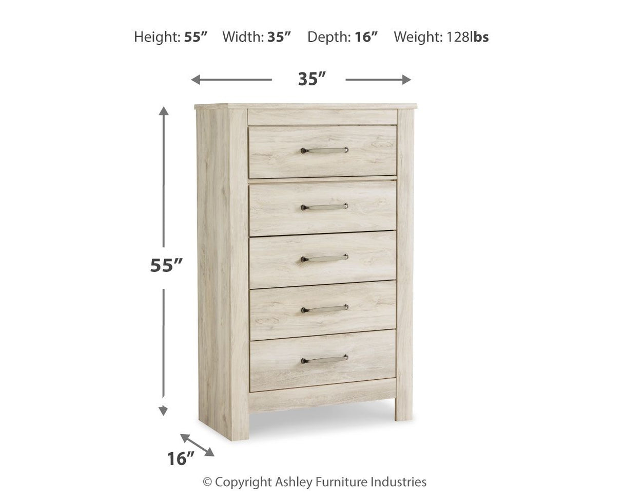 Bellaby - Five Drawer Chest - Whitewash