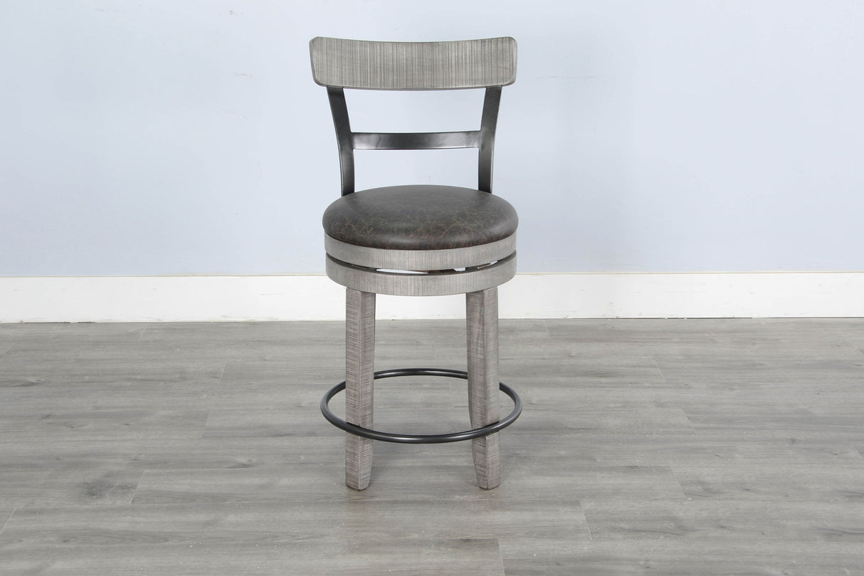 Alpine - Taburete giratorio de mostrador, asiento acolchado (juego de 2) - Gris