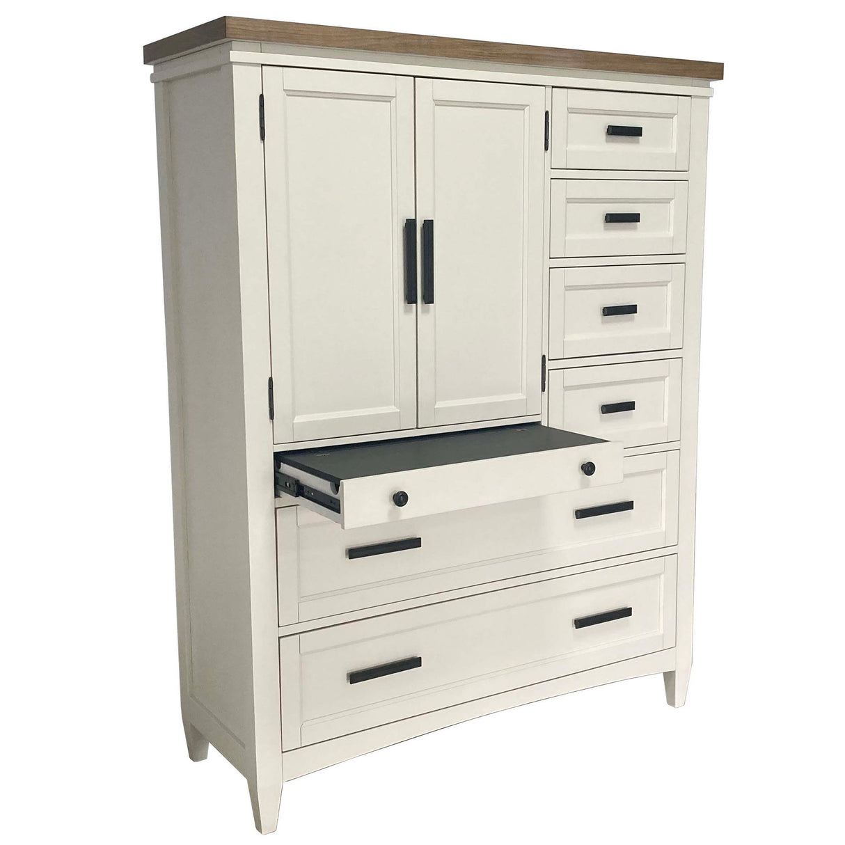 Dormitorio moderno americano - Cómoda con puerta y 7 cajones y estación de trabajo - Algodón