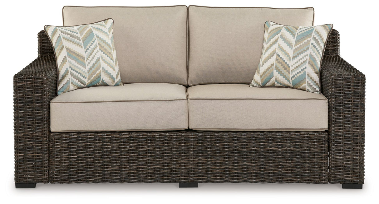 Coastline Bay - Loveseat W/Cushion - Brown