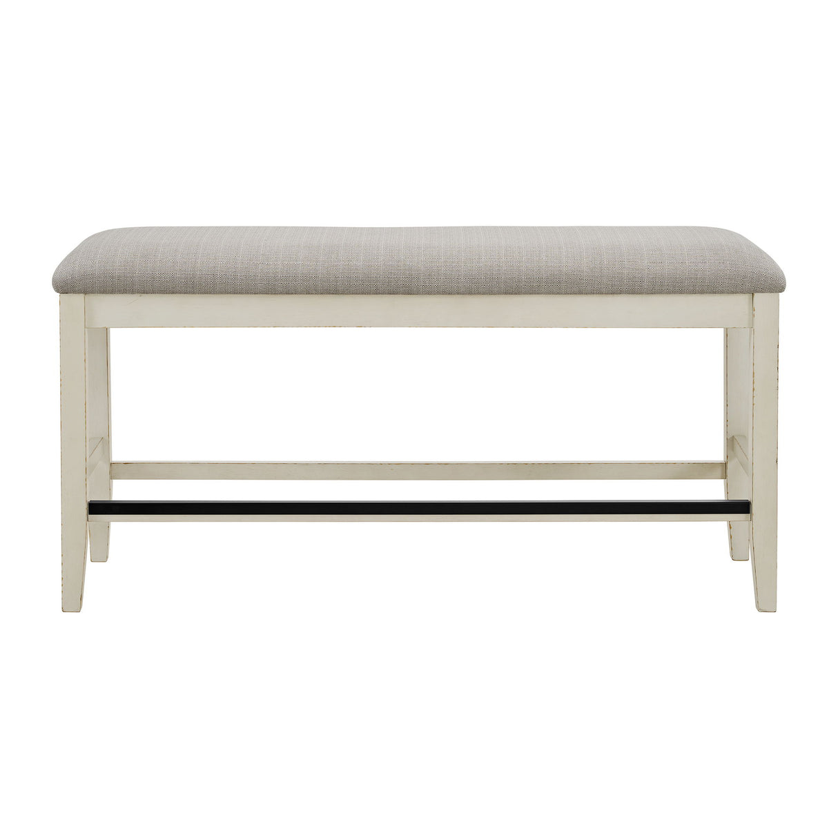 Bellevue - Counter Bench With Beige Fabric - Antique White
