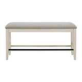 Bellevue - Counter Bench With Beige Fabric - Antique White