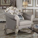 Vendom II - Silla - Tela bicolor marfil y acabado de perla antigua