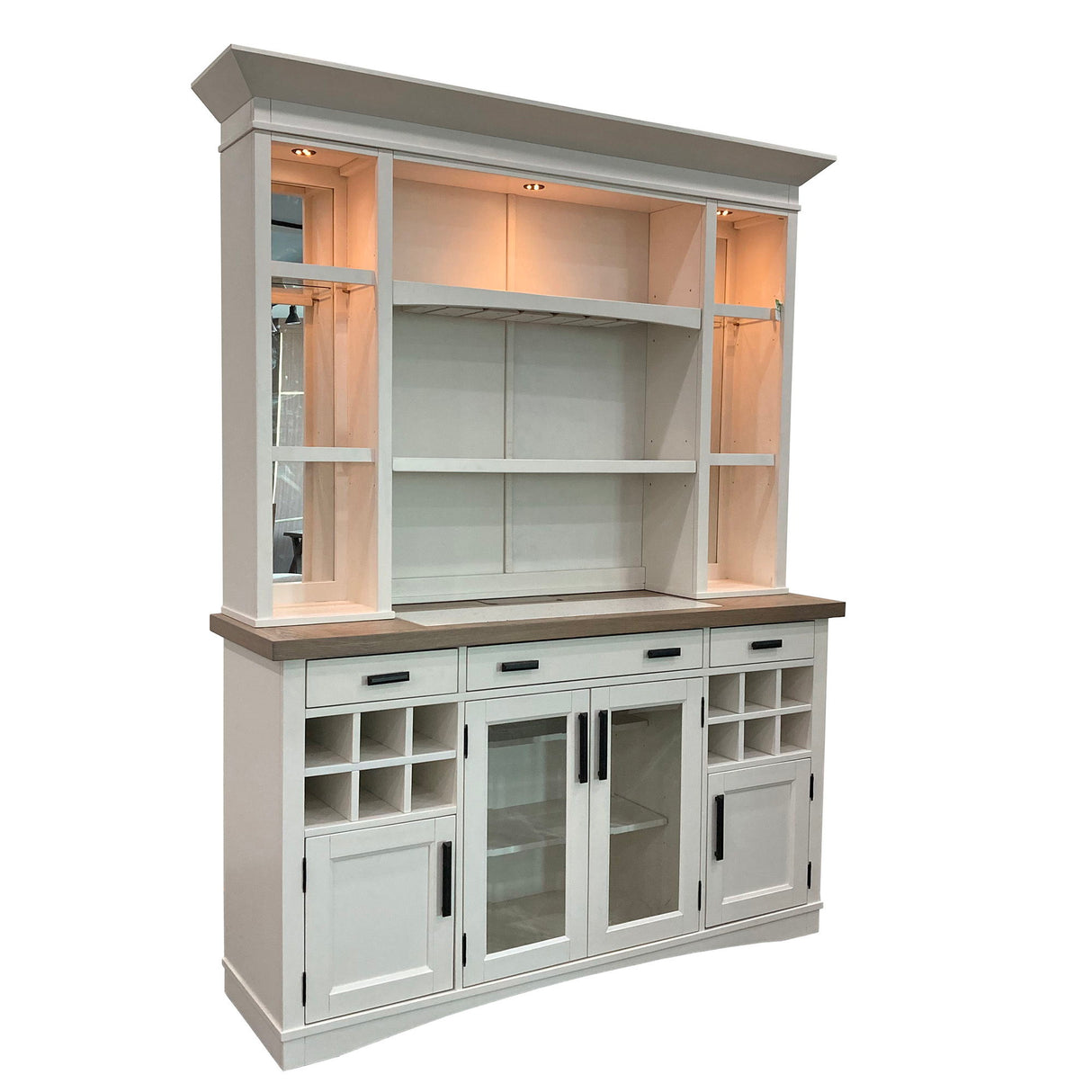 Americana Modern Dining - Buffet And Display Hutch With Quartz Insert - Cotton