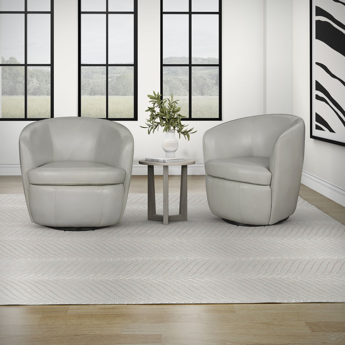 Barolo - Sillón giratorio de club de cuero 100% italiano (Juego de 2)