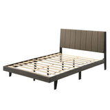 Valdemar - Cama Queen Size - Tela Marrón y Acabado Gris Desgastado