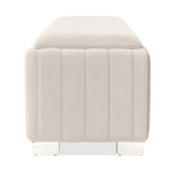 Signature Beds & Benches - Amaryllis Velvet Accent Bench - Taupe / Chrome