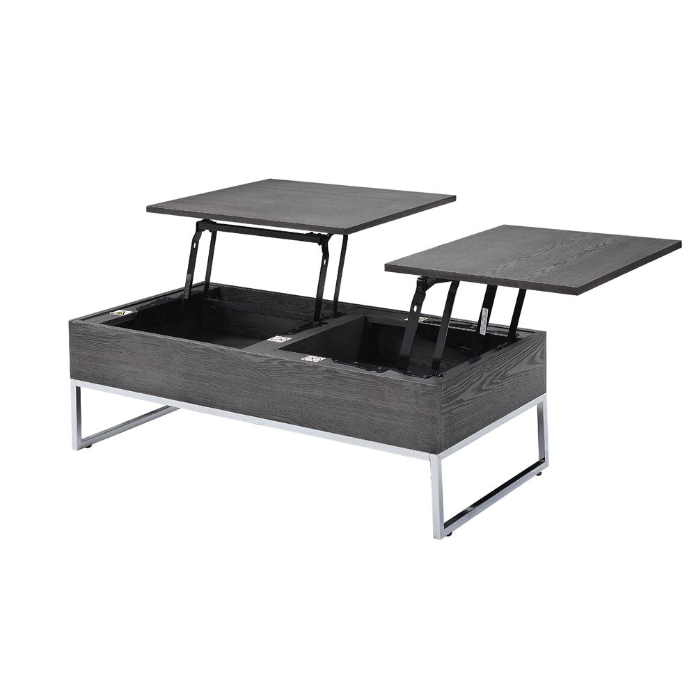Iban - Mesa de centro - Roble gris y cromo