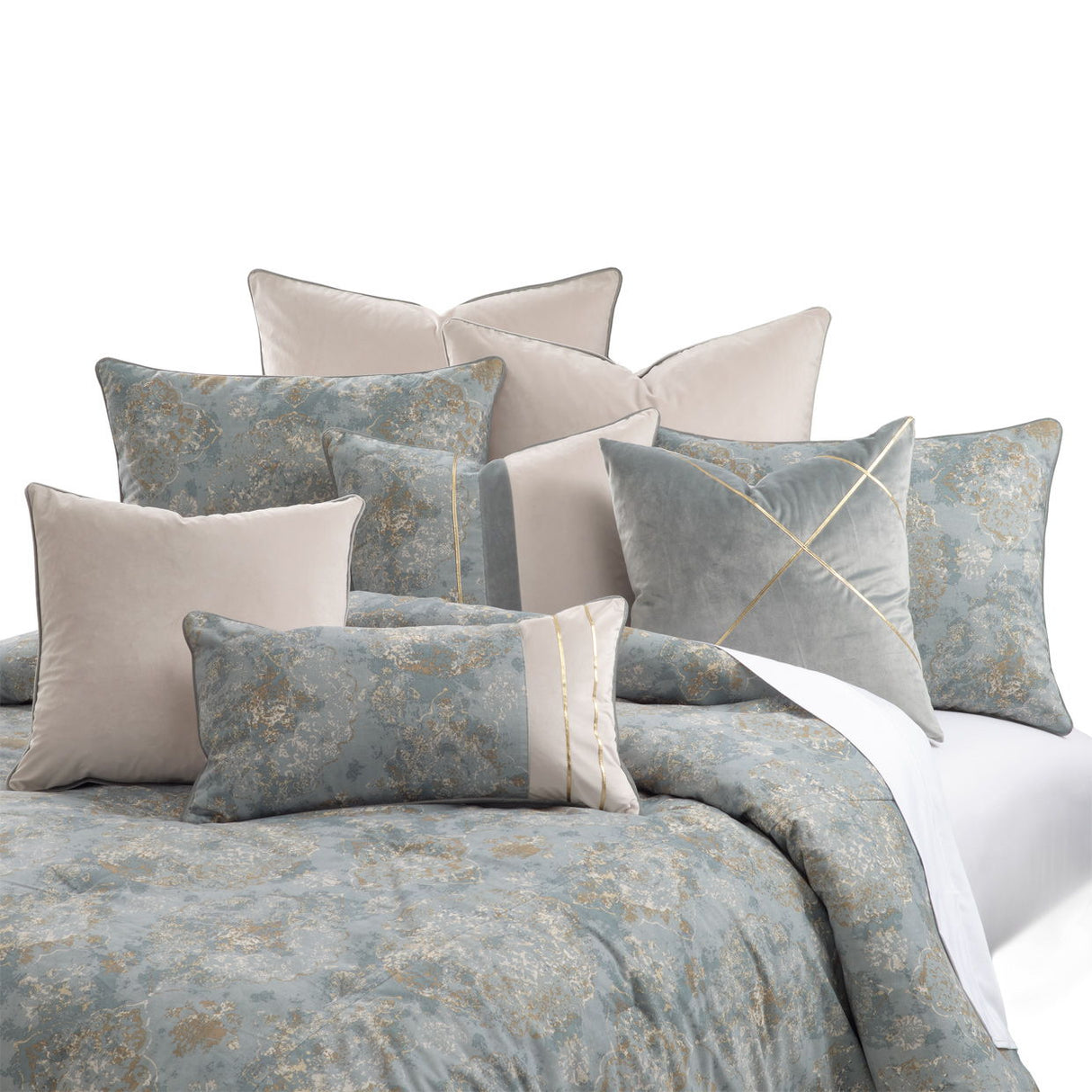 Debonair - 9-Piece Queen Comforter Set - Mist
