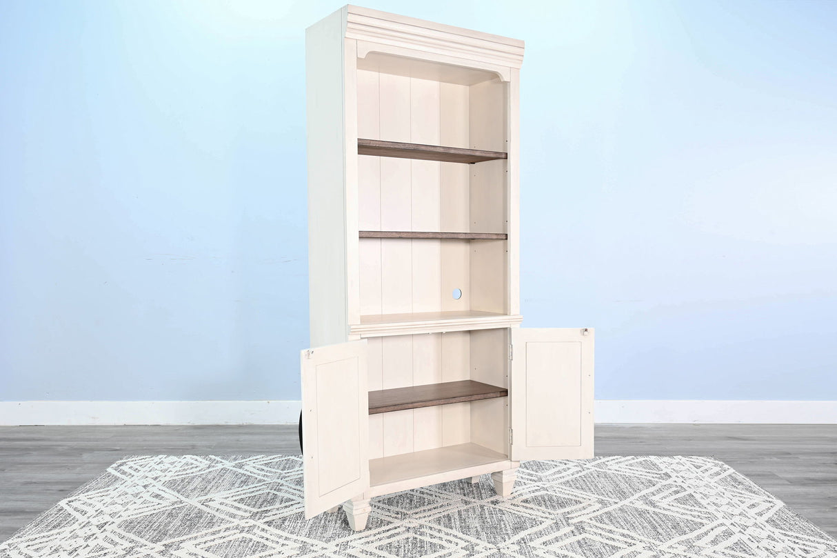 Pasadena - Two-Tone Wood Bookcase - Buckskin / Marble White