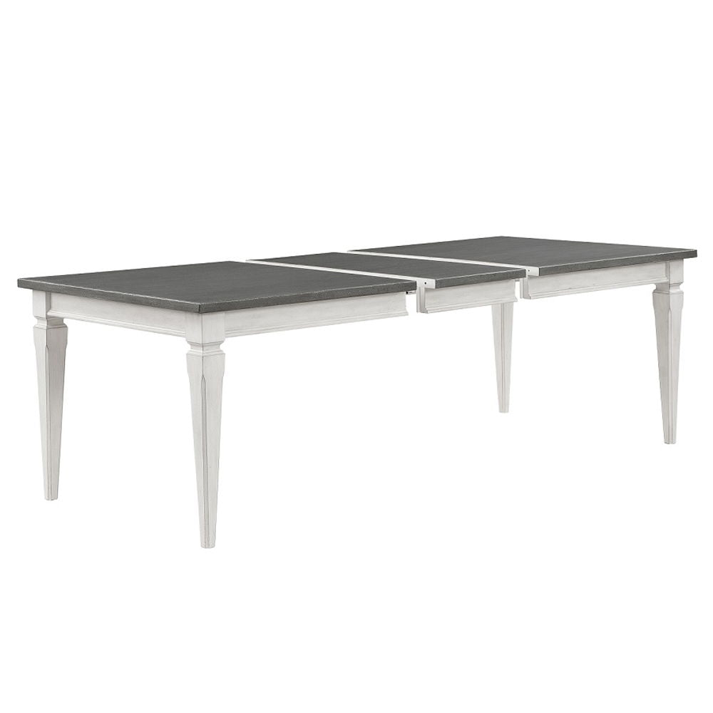 Katia - Mesa de Comedor con Extensible - Gris Rústico y Blanco Desgastado