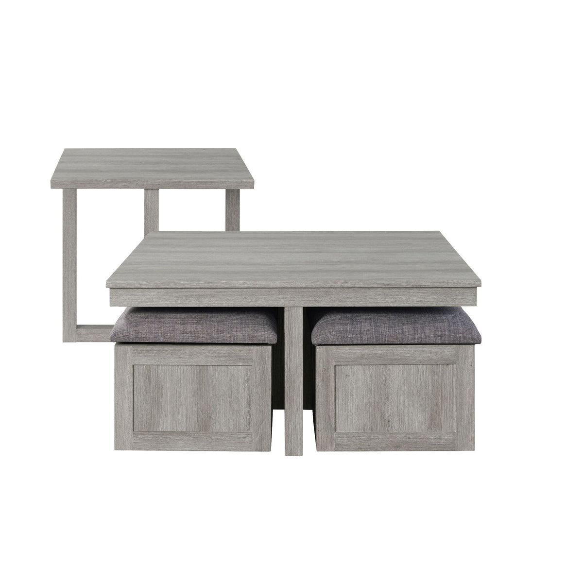 Uster - Juego de mesa auxiliar de 2 piezas (mesa de centro y mesa auxiliar) - Gris claro