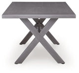 Half Moon Beach - Rectangular Dining Table With Umbrella Option - Gray