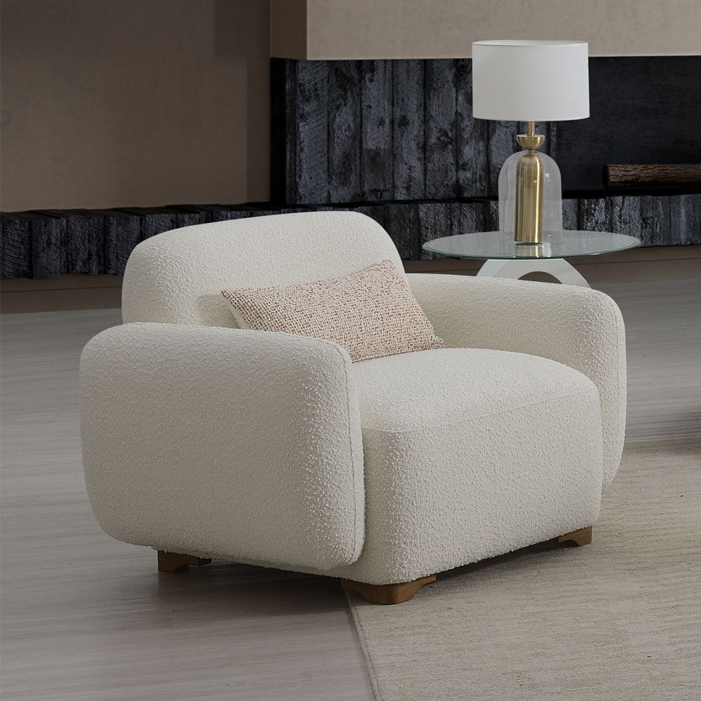 Darius - Silla con cojín - Bouclé beige