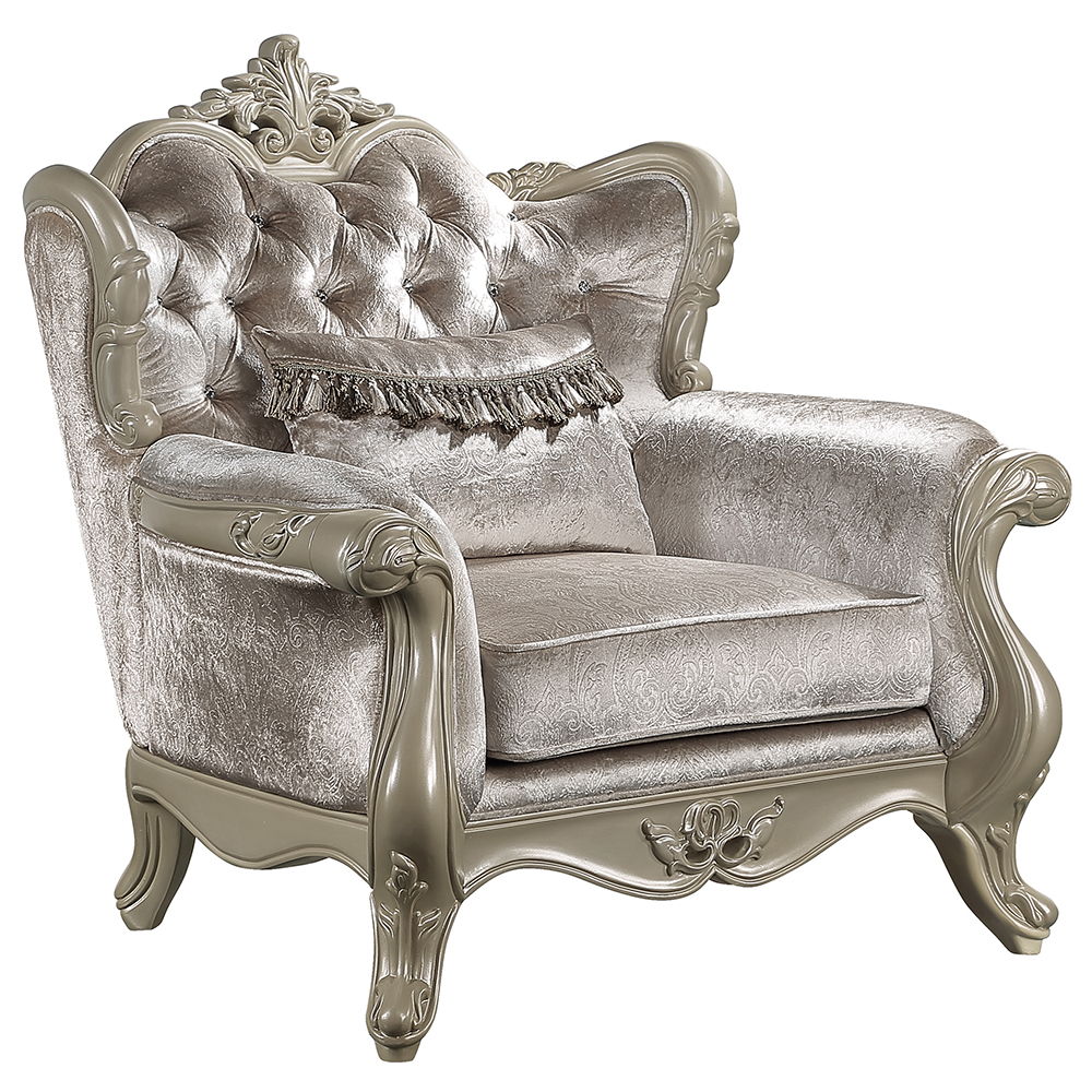 Libertee - Chair With Pillow - Beige Fabric & Champagne