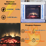 Noralie - Chimenea - Con luces LED, Espejo y Diamantes de imitación