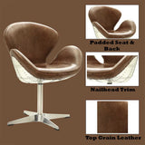 Brancaster - Sillón ocasional - Cuero de plena flor marrón retro y aluminio