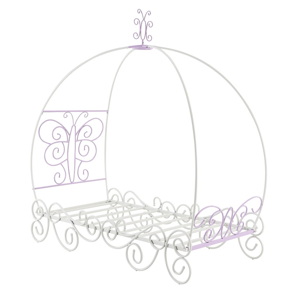 Priya II - Full Bed With Canopy - White & Light Synthetic Leather Rple