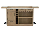 Escape - 78" Dining Bar With 2 Upholstered Swivel Barstools - Glazed Natural Oak