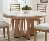 Mesa de comedor redonda Escape - Roble natural barnizado / Ribete de metal negro