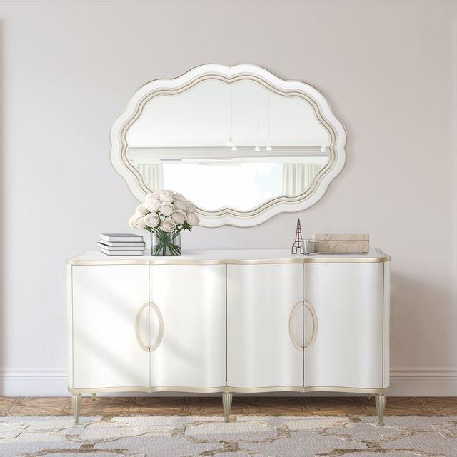 London Place - Dresser With Mirror - Creamy Pearl