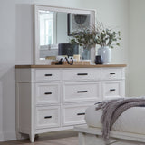 Americana Modern Bedroom - 9 Drawer Dresser And Mirror - Cotton