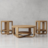 Escape - 3 Piece Occasional Table Set - Glazed Natural Oak / Black Metal Trim