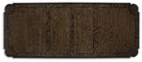Maylee - 11 Piezas - Mesa de comedor extensible, 4 sillas laterales, 2 sillones, banca con almacenaje, aparador y vitrina - Marrón Oscuro