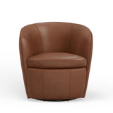 Barolo - 100% Italian Leather Swivel Club Chair (Set of 2)