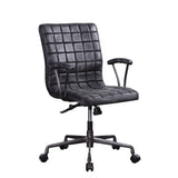 Barack - Silla de oficina ejecutiva - Piel de grano superior negra vintage y aluminio
