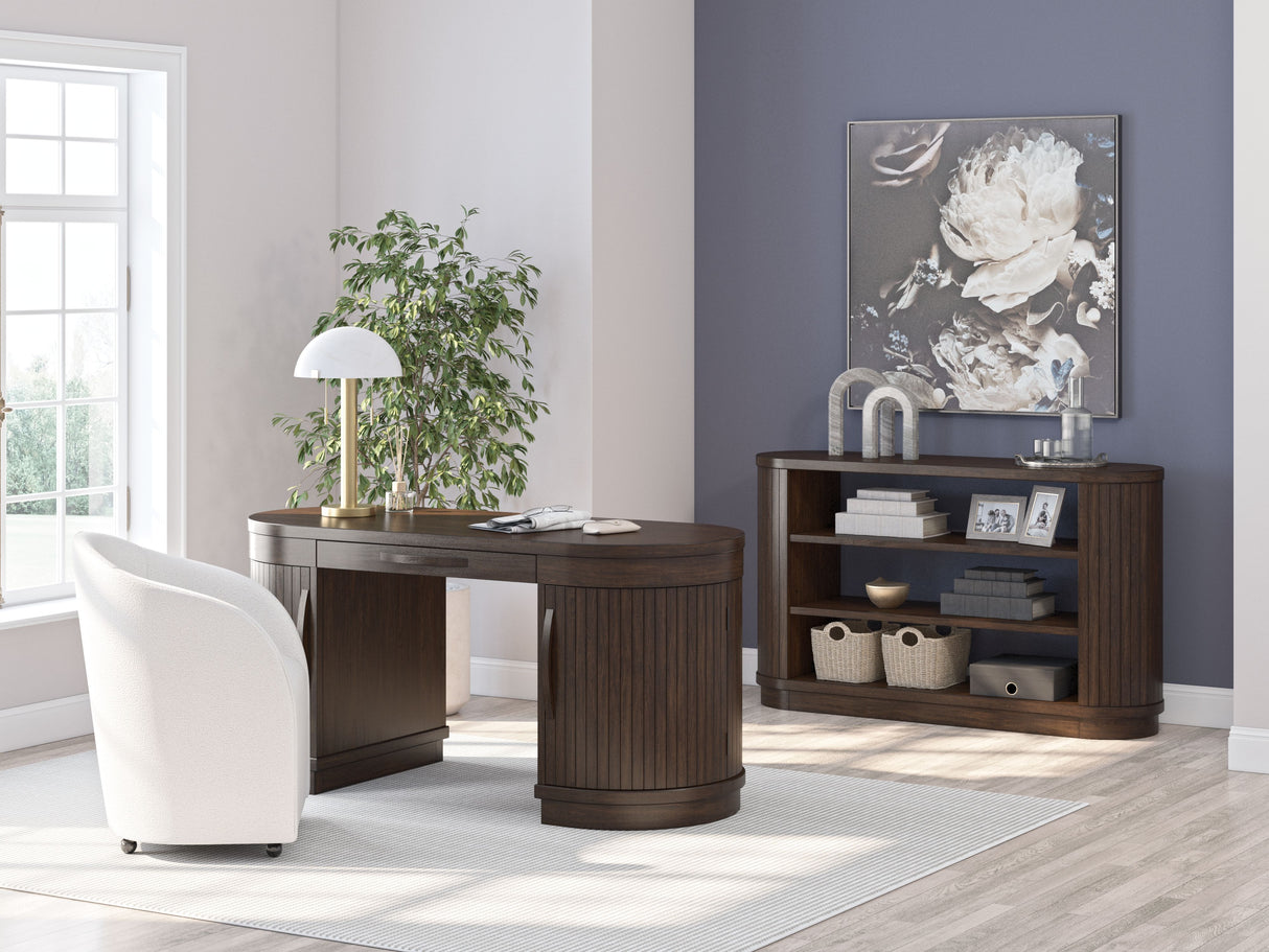 Korestone - 3 Pc. - Home Office Desk, Chair, Credenza - Warm Brown
