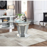 Noralie - Mesa de comedor - Espejo, Falso Diamante y Vidrio Transparente