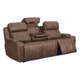 Carrow - Sofa With Power Headrest & Footrest, Stereo, Massage - Brown