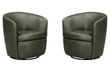 Barolo - 100% Italian Leather Swivel Club Chair (Set of 2)