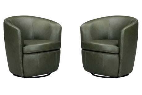 Barolo - 100% Italian Leather Swivel Club Chair (Set of 2)