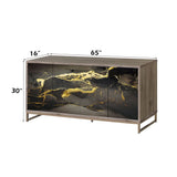 Payo - Mueble Consola - Roble Estampado Mármol Negro Champán