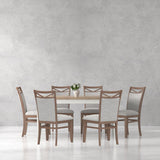 Americana Modern Dining - Rectangular Extendable Dining Table With 6 Upholstered Dining Chairs - Cotton