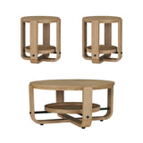Escape - 3 Piece Occasional Table Set - Glazed Natural Oak