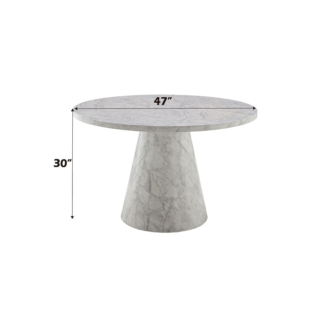 Kacey - Mesa de comedor redonda - Acabado de piedra reconstituida