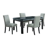 Francesca - Juego de comedor de 5 piezas con sillas rectangulares de PU gris, mesa y cuatro sillas - Mármol gris