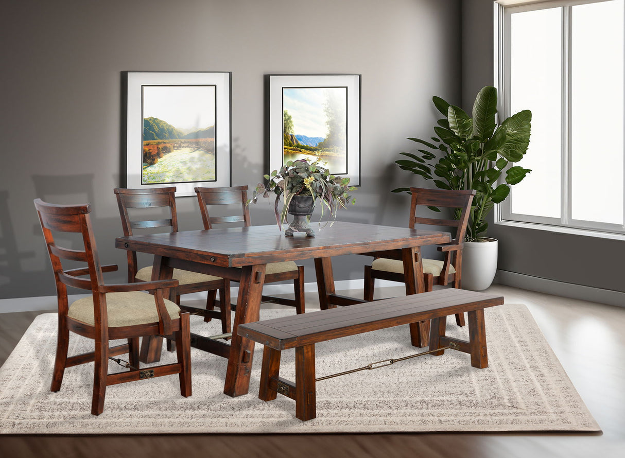 6 Piece Dining Set With 2 Arm Chairs - Vintage Mocha