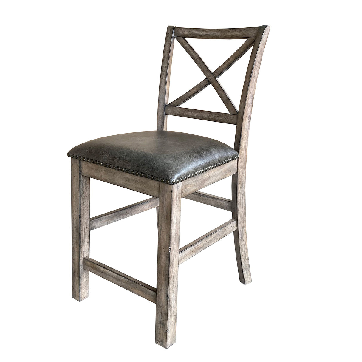 Lodge Dining - Upholstered “X” Back Counter Chair (Set of 2) - Siltstone
