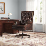 Dc#112 - Silla de escritorio de cuero - Havana con base marrón